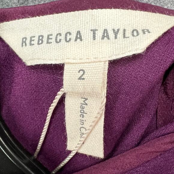 Rebecca Taylor Suiting Dress 2 Sugar Beet Purple Sleeveless Fit Flare $395 MSRP - Picture 10 of 15